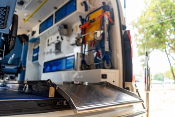 Life-saving and ambulance equipment inside the ambulance