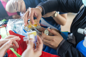 Close-up picture of intubation for emergency patients