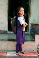 Indian school girl wearing school uniform