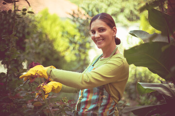 Woman working in the garden.