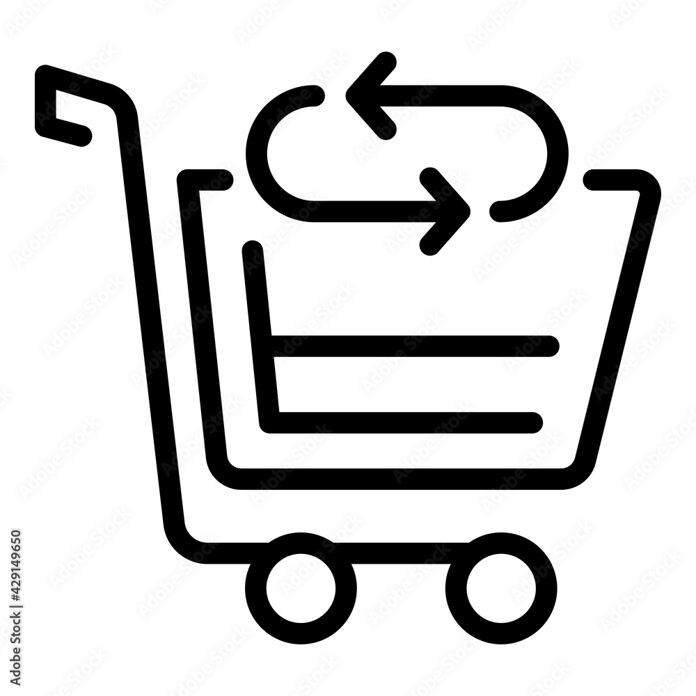 Poster cart return shopping icon. outline cart return shopping vector icon for web design isolated on white