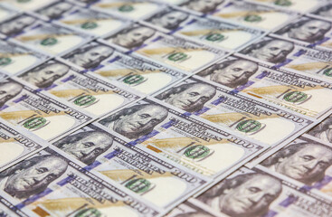 A lot of Money background. Dollars currency notes. Inflation rate. Economic crisis. Сurrency devaluation. Successful business. Close up, soft focus.