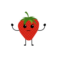 Strawberry fruit characters with cute facial expressions