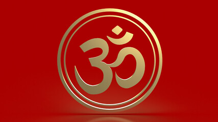 The  hindu ohm or om gold for religion concept 3d rendering - obrazy, fototapety, plakaty
