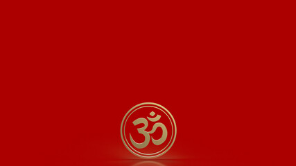 The  hindu ohm or om gold for religion concept 3d rendering