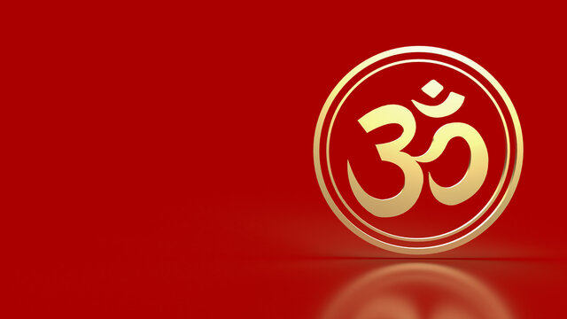 The  hindu ohm or om gold for religion concept 3d rendering