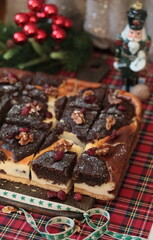 Christmas cheesecake with poppy seeds and dried fruit