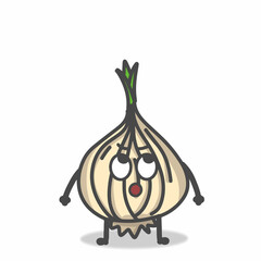 Cute Onion Character Flat Cartoon Emoticon Vector Template Design Illustration