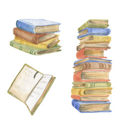 book illustration, stack of vintage books