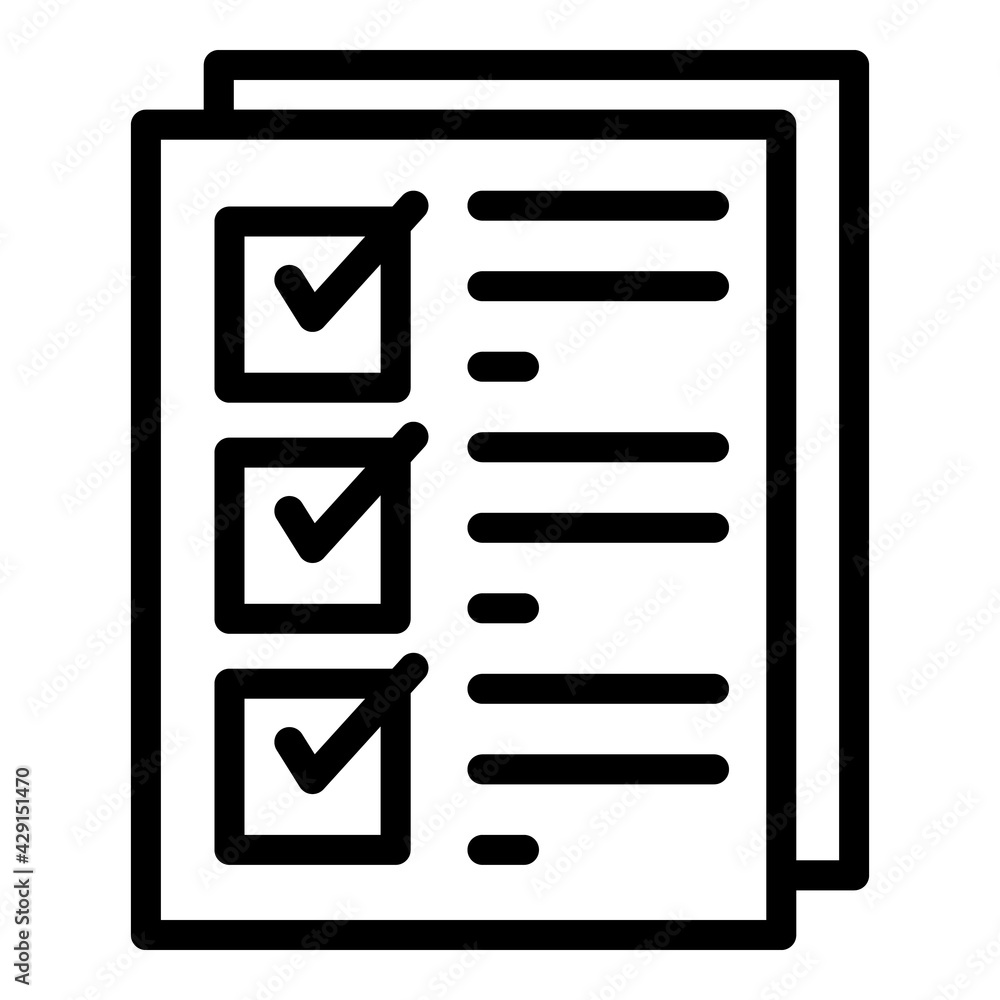Poster shopping checklist icon. outline shopping checklist vector icon for web design isolated on white bac