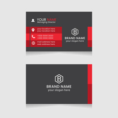 Creative and modern business card design. Flat black and red business card template. Vector modern abstract clean and simple business card template, Stylish stationery design, and visiting card.
