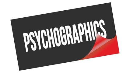 PSYCHOGRAPHICS text on black red sticker stamp.