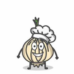 Cute Onion Character Flat Cartoon Emoticon Vector Template Design Illustration