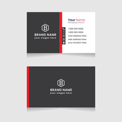 Creative and modern business card design. Flat black and red business card template. Vector modern abstract clean and simple business card template, Stylish stationery design, and visiting card.