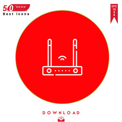 Outline router icon. router icon vector isolated on Red background. Graphic design, nuclear element icons, mobile application, logo, user interface. EPS 10 format vector