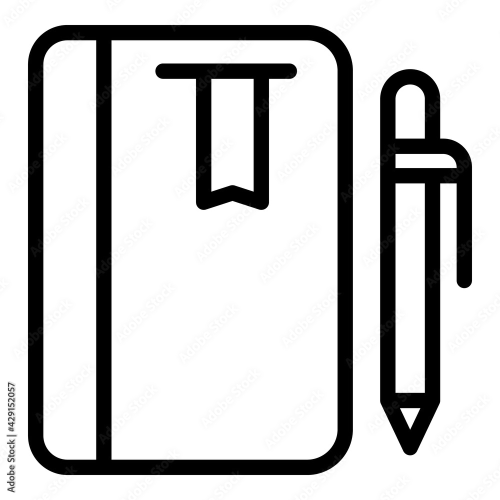Poster notebook and pen icon. outline notebook and pen vector icon for web design isolated on white backgro