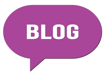 BLOG text written in a violet speech bubble