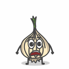 Cute Onion Character Flat Cartoon Emoticon Vector Template Design Illustration