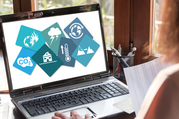Climate change concept on a laptop screen