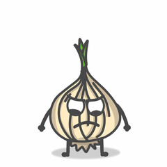 Cute Onion Character Flat Cartoon Emoticon Vector Template Design Illustration