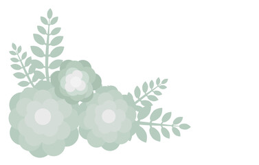 Illustration of peonies flowers and their leaves