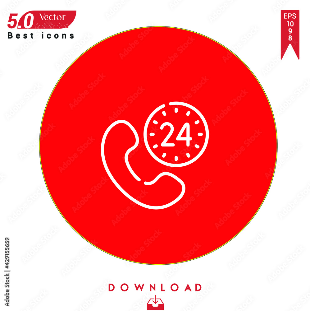 Poster outline phone call icon. phone call icon vector isolated on red background. graphic design, nuclear 