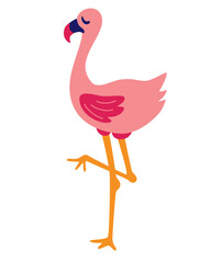 Cartoon flamingo icon. Jungle wild bird. Cute flamingo vector illustration on a white background.