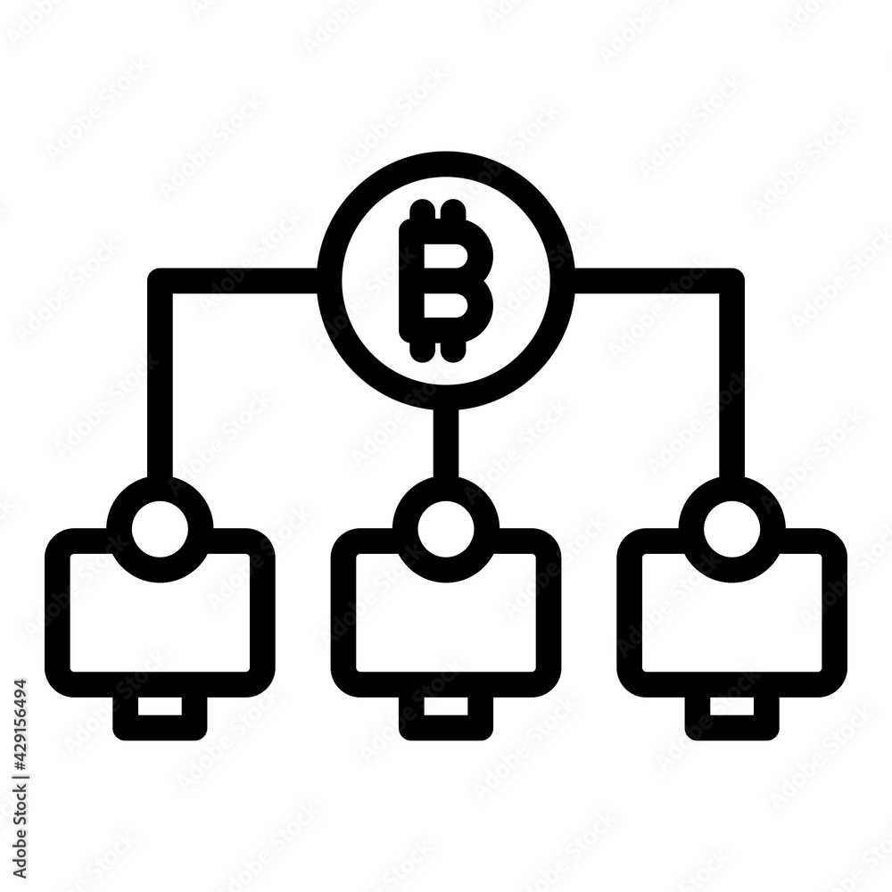 Poster blockchain network icon. outline blockchain network vector icon for web design isolated on white bac