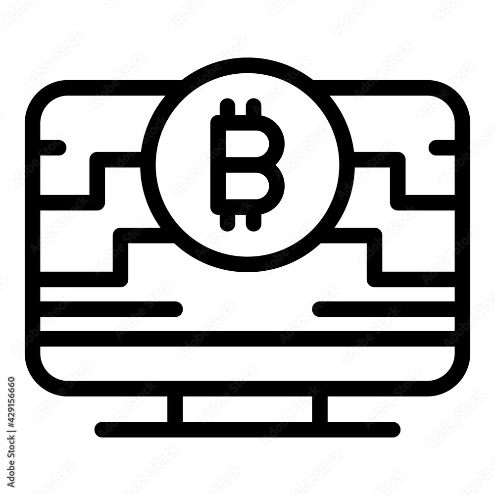 Poster online blockchain icon. outline online blockchain vector icon for web design isolated on white backg