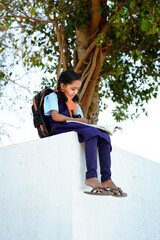 Indian school girl wearing school uniform