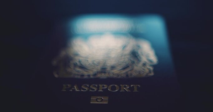 Close up of passport ID at airport border
