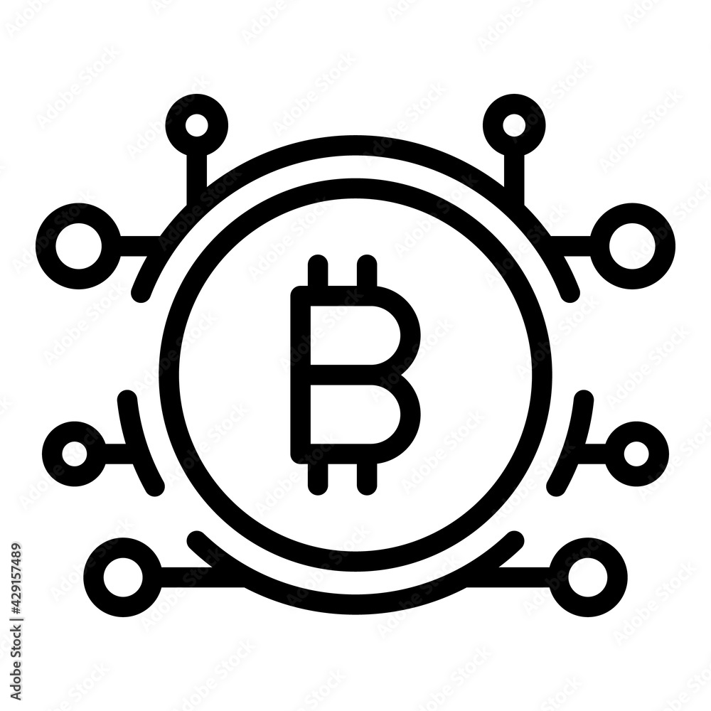 Poster bitcoin network icon. outline bitcoin network vector icon for web design isolated on white backgroun
