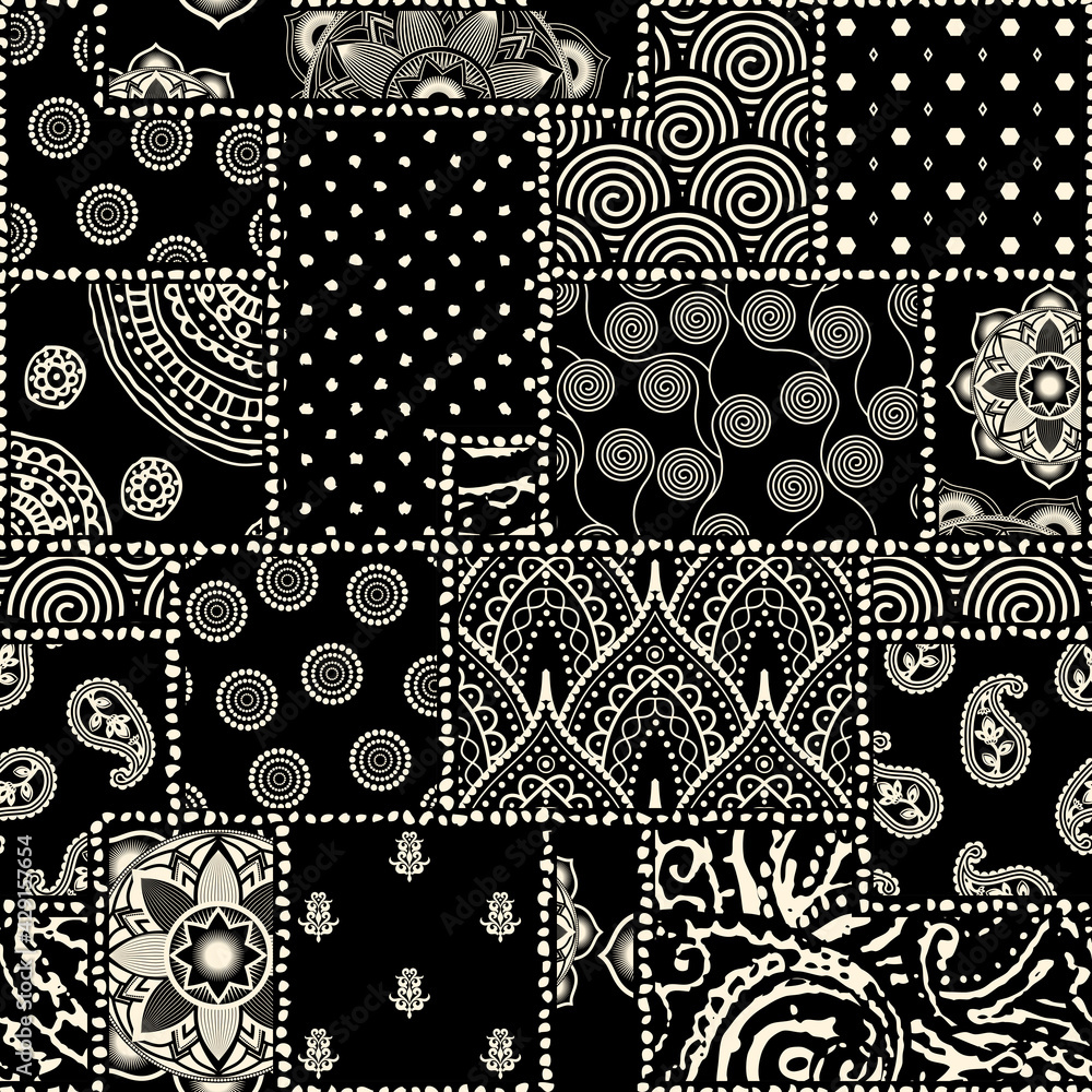 Poster Patchwork textile pattern. Seamless quilting design background.