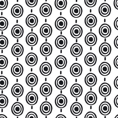 black and white round doodles shapes seamless pattern, endless repeatable texture
