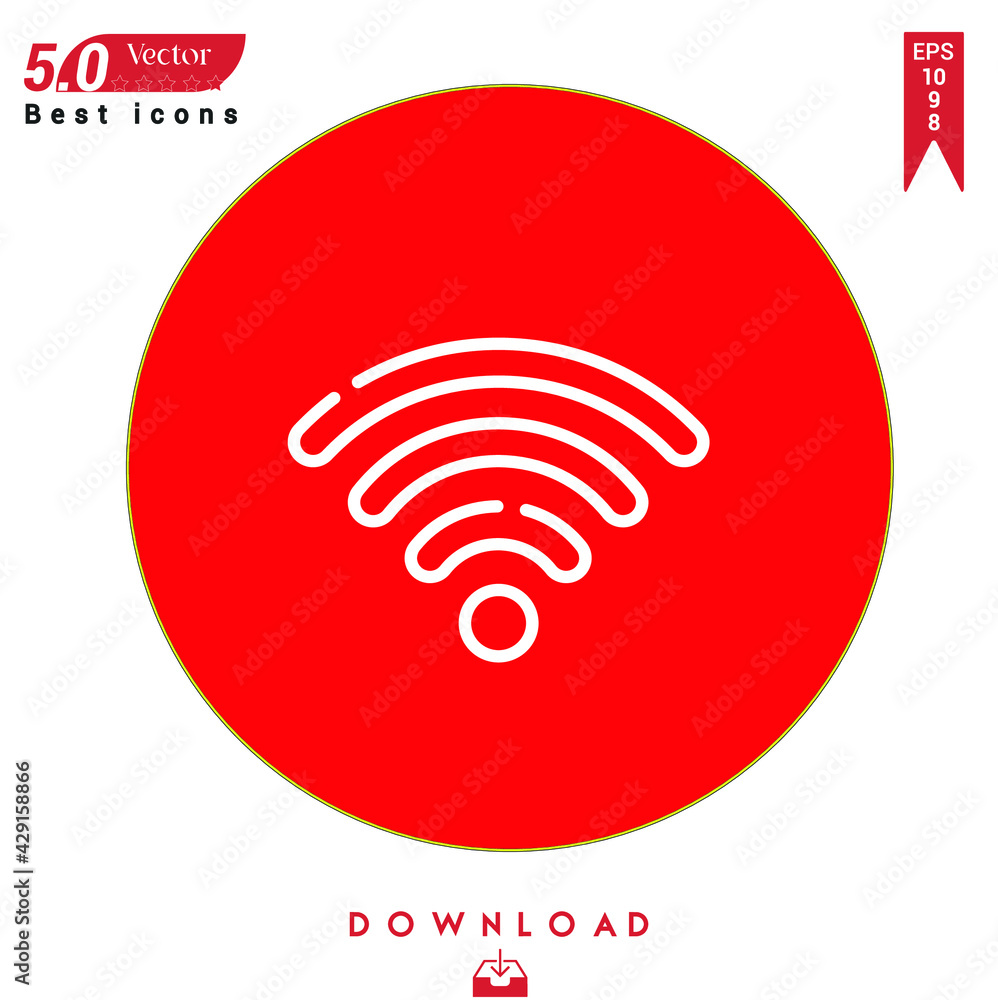 Poster outline wifi signal icon. wifi signal icon vector isolated on red background. graphic design, nuclea