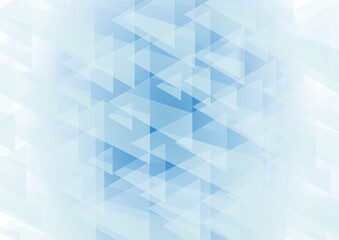 Obraz premium 青色の三角形で描かれた透明感のある抽象背景