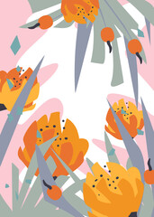 modern abstract shapes, flowers and botanicals texture, foliage artistic art print design