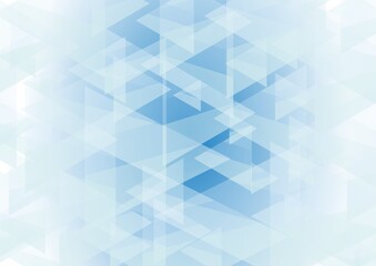 青色の三角形で描かれた透明感のある抽象背景