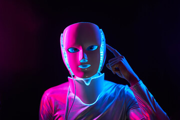 Portrait of futuristic robot. Concept of future technology.