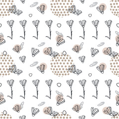 Hand drawn seamless pattern. Botanical abstract pattern , vector illustration. 