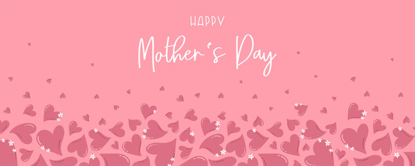 Cute Mother's Day banner design, lovely hand drawn hearts and hand lettering - vector design