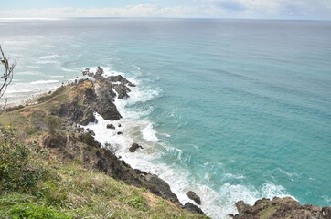 Waves crashing on the rocks, Byron Bay, Australia