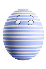 Large picture of an isolated easter egg with a stripes and eyes.