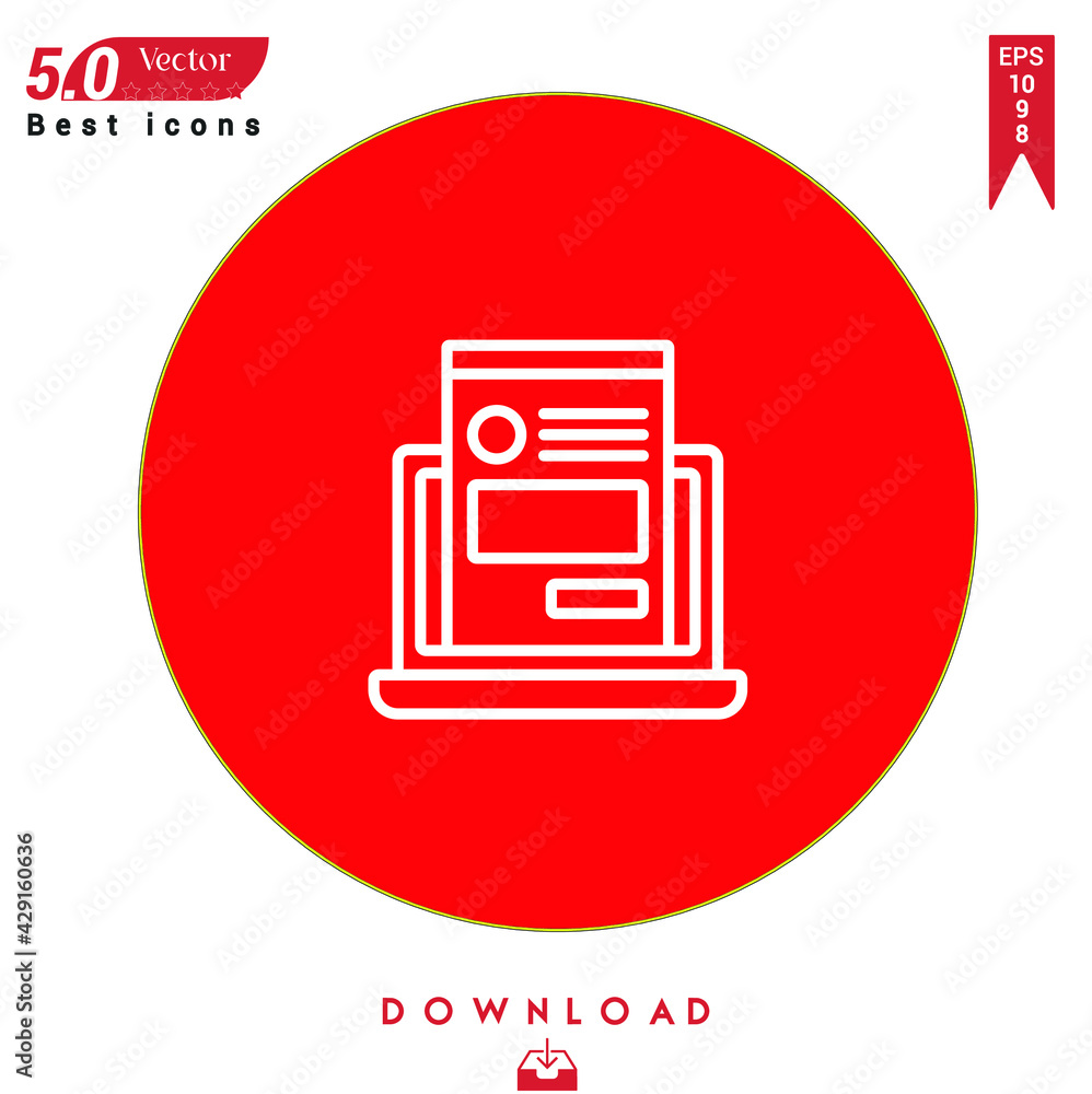 Poster outline account icon. account icon vector isolated on red background. graphic design, nuclear elemen