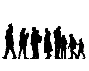 Man and women on on street. Isolated silhouette on a white background