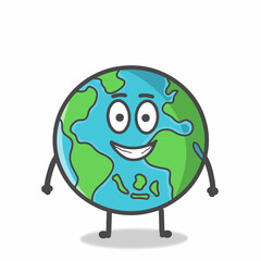 Cute Globe, Earth Character Flat Cartoon Emoticon Vector Template Design Illustration