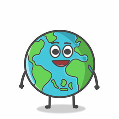 Cute Globe, Earth Character Flat Cartoon Emoticon Vector Template Design Illustration