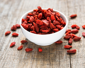 Dry red goji berries for a healthy diet.