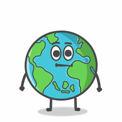Cute Globe, Earth Character Flat Cartoon Emoticon Vector Template Design Illustration