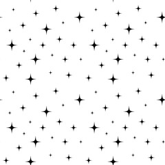 Monochrome seamless pattern with black stars on white background. Stock vector illustration.